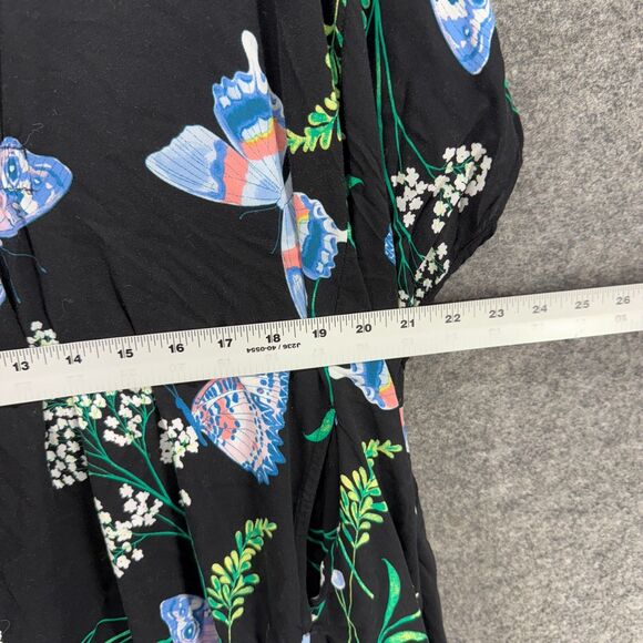 Joyspun Dress Women XL Black Floral Shift Short V-Neck Short Sleeve Casual - Picture 5 of 7